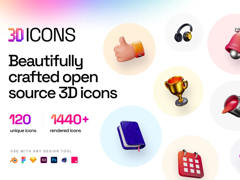 3dicons - Open Source 3D Icon Library freebie preview
