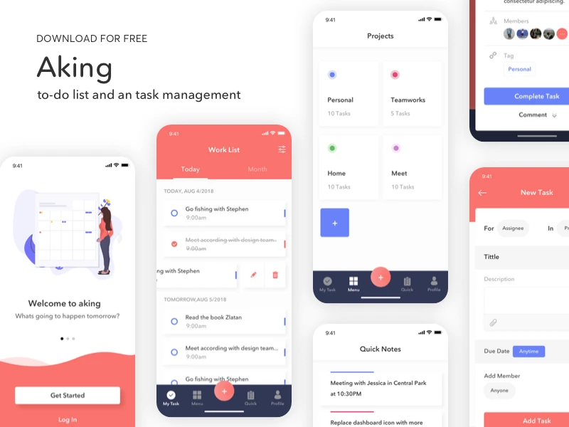 Aking To-Do List App Free UI Kit freebie preview