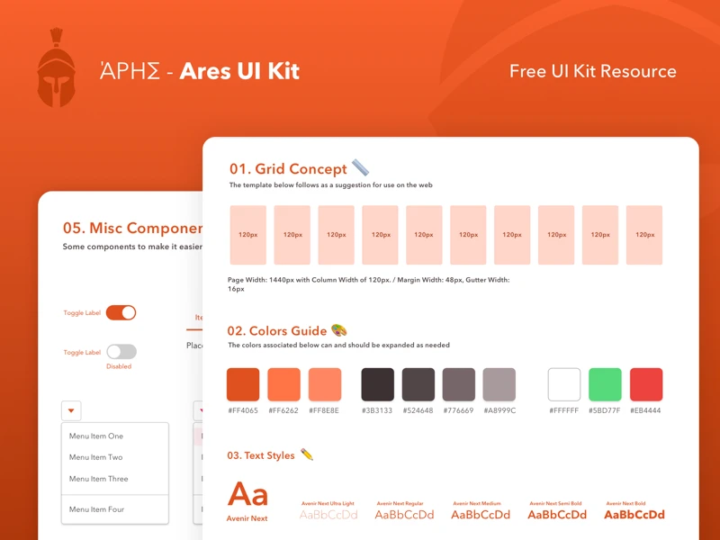 Ares UI Kit freebie preview