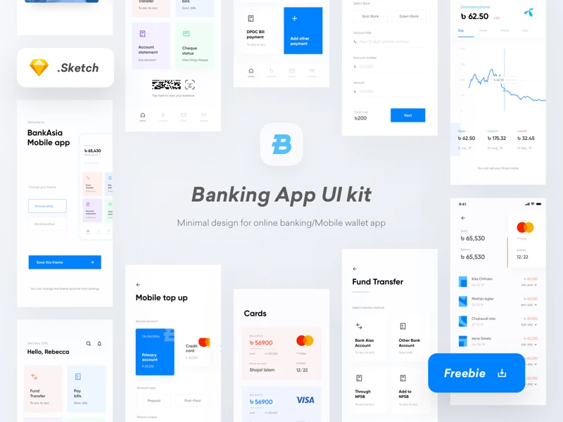 Banking Wallet App Free UI Kit for Sketch freebie preview
