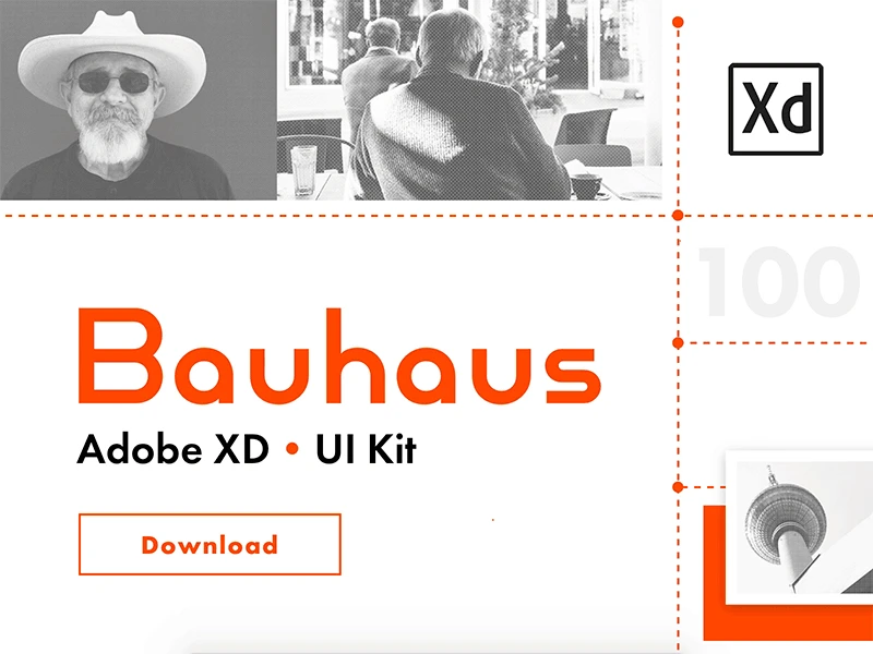 Bauhaus UI Kit for Adobe XD freebie preview