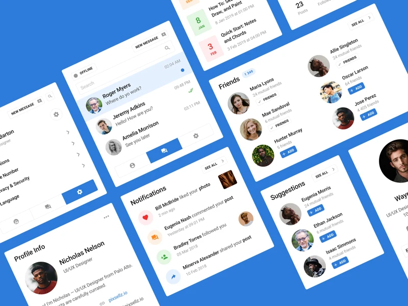 Free Blocke UI Kit - Social freebie preview