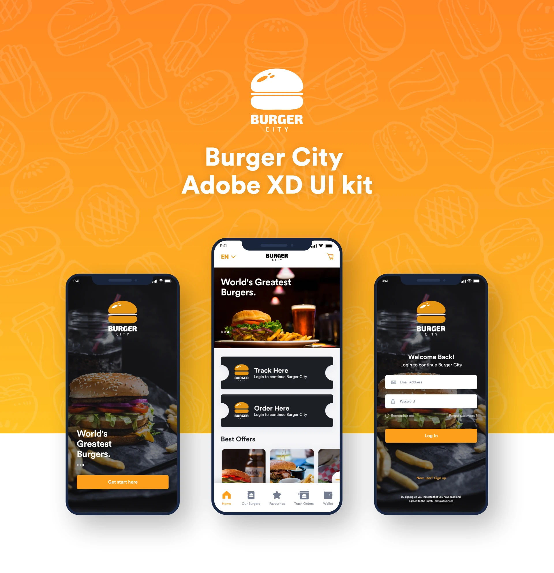Burger City - Free Adobe XD UI Kit Freebie Preview - Page 1