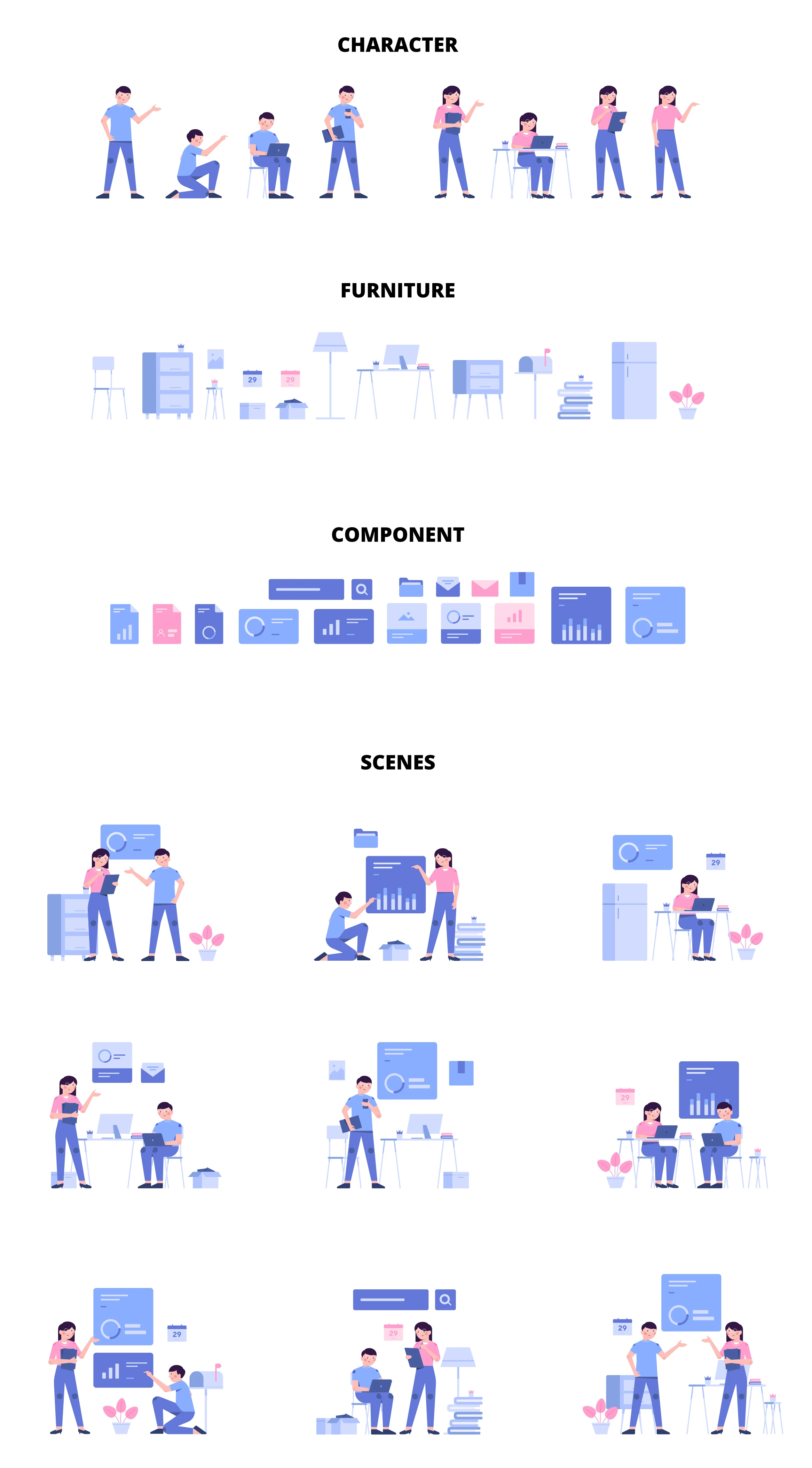 Bush Modular Illustration Kit Freebie Preview - Page 1