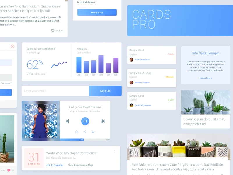 Cards Pro Free UI Kit freebie preview