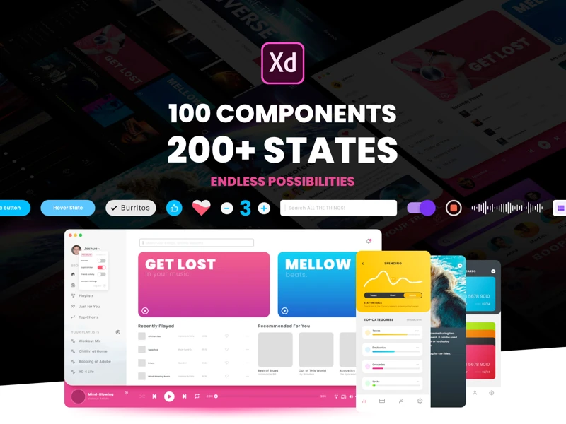 Component States UI Kit for Adobe XD freebie preview