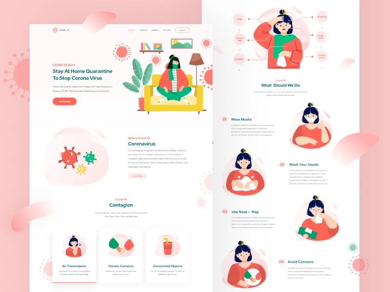 COVID-19 Landing Page for Figma freebie preview