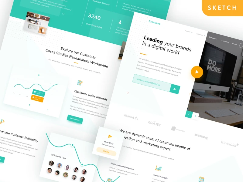 Creativoe Agency Landing Page freebie preview