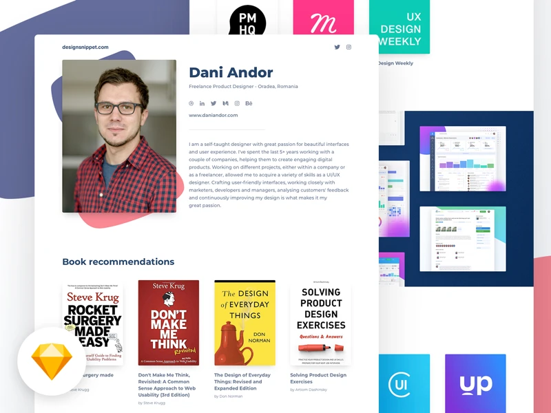 DesignSnippet Landing Page For Sketch freebie preview
