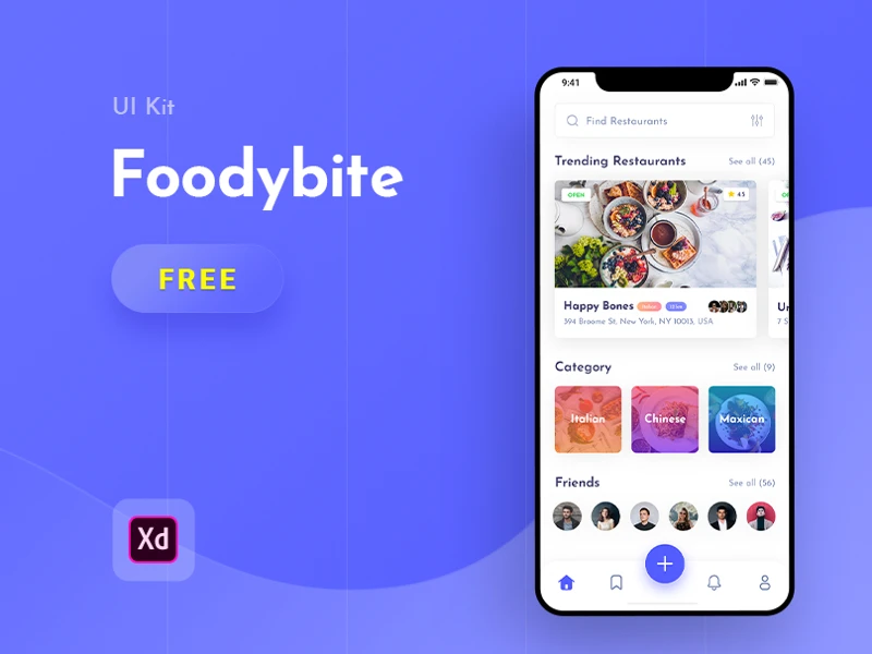 Foodybite - Free UI Kit for Adobe XD freebie preview