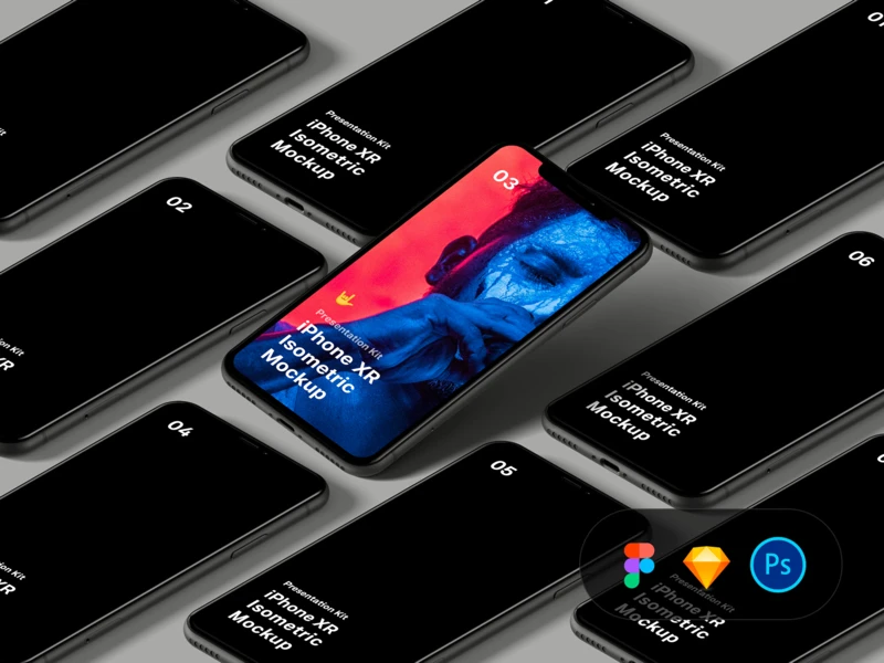 iPhone XR Isometric Mockup freebie preview