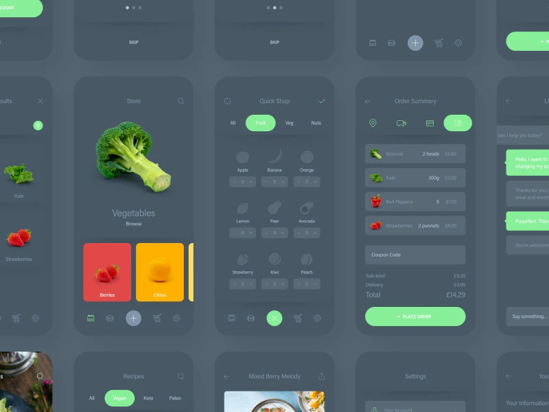 Fresh Food UI Kit for Adobe XD freebie preview