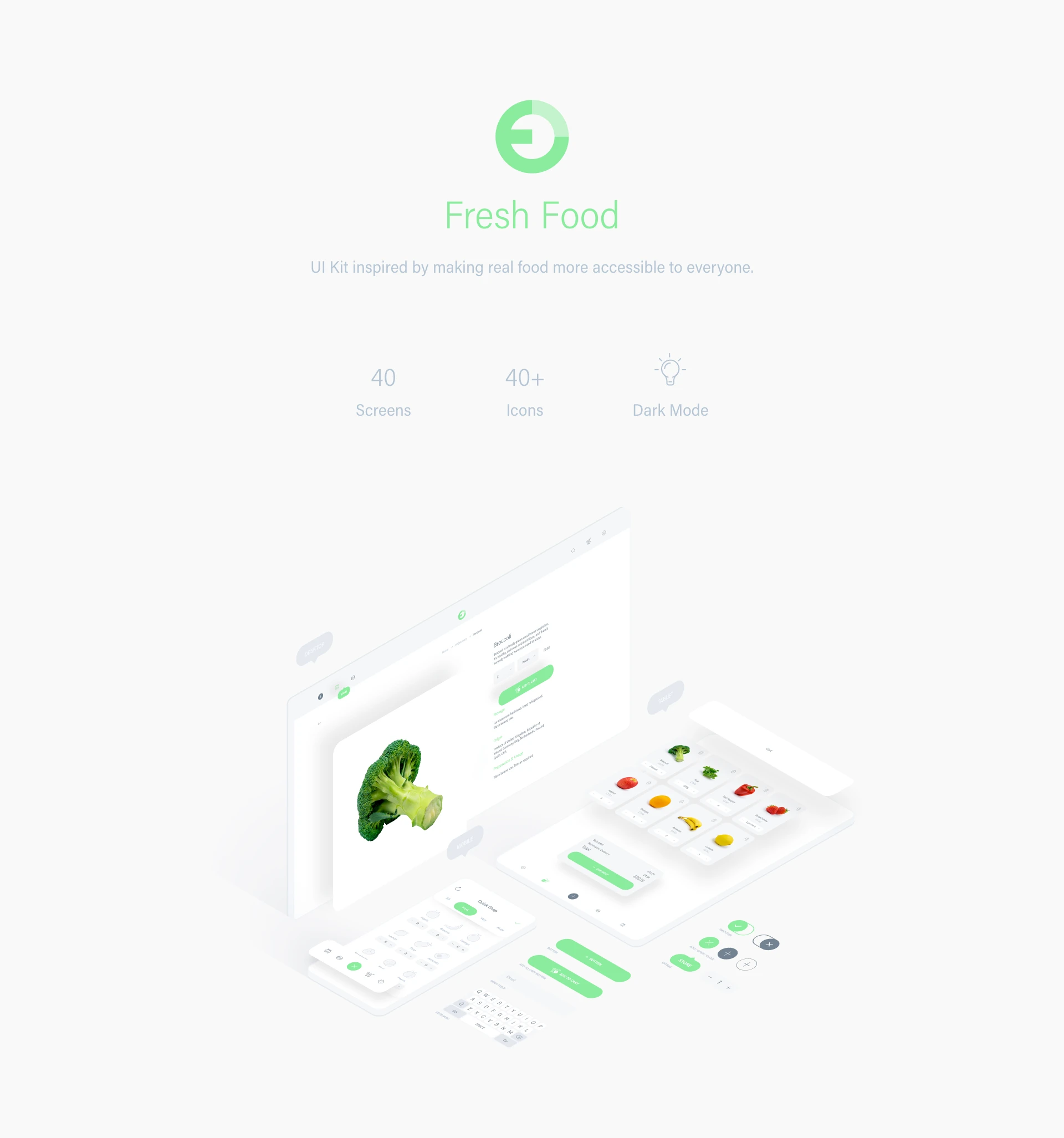 Fresh Food UI Kit for Adobe XD - Free Landing Page Resources | Lapa Ninja