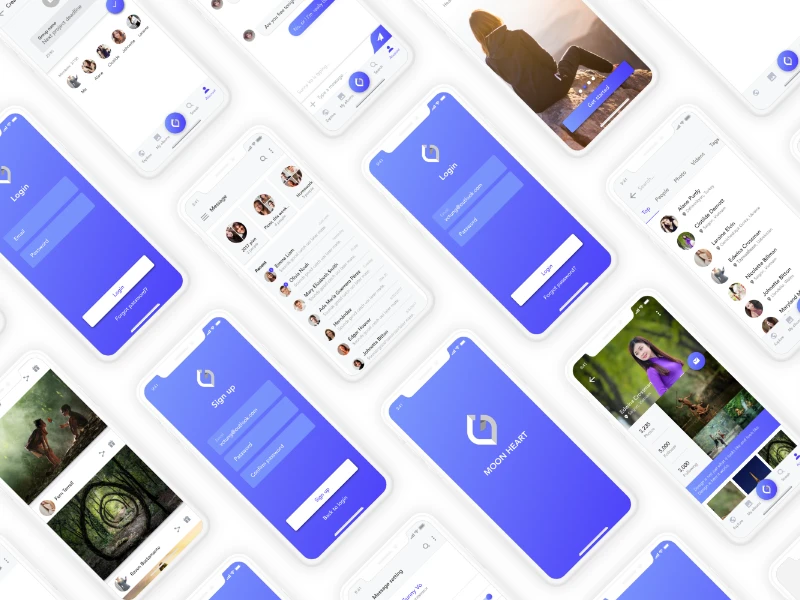 Moon Heart Free Adobe Xd UI Kit freebie preview