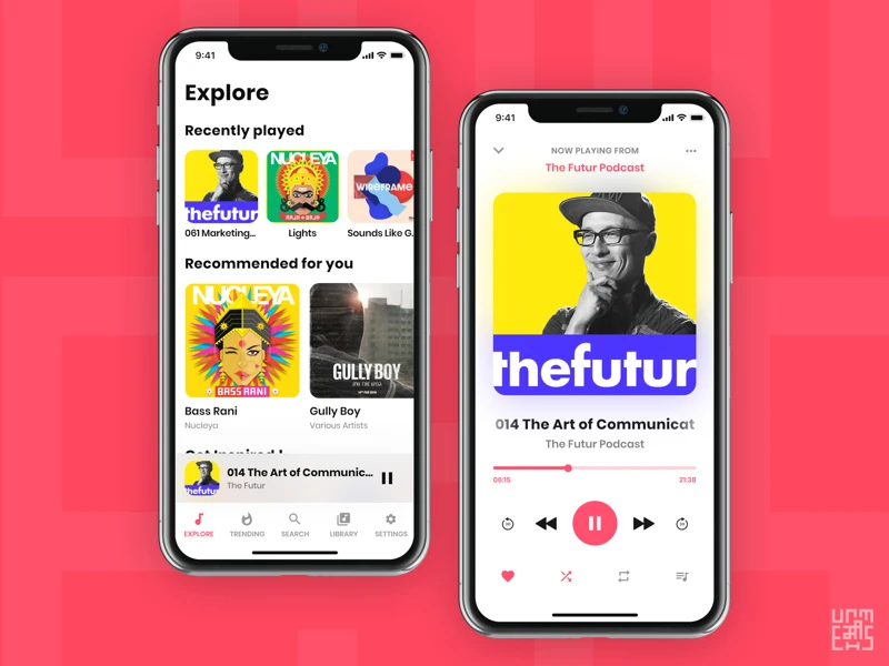 Music App UI Kit for Adobe XD freebie preview