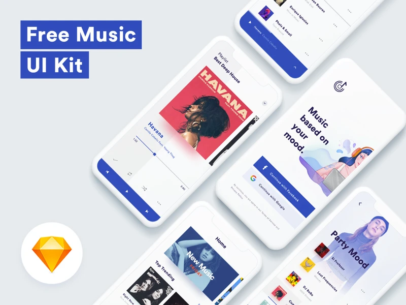 Music App UI Kit freebie preview