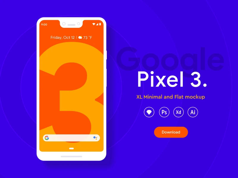 Google Pixel 3 XL Flat Mockups freebie preview