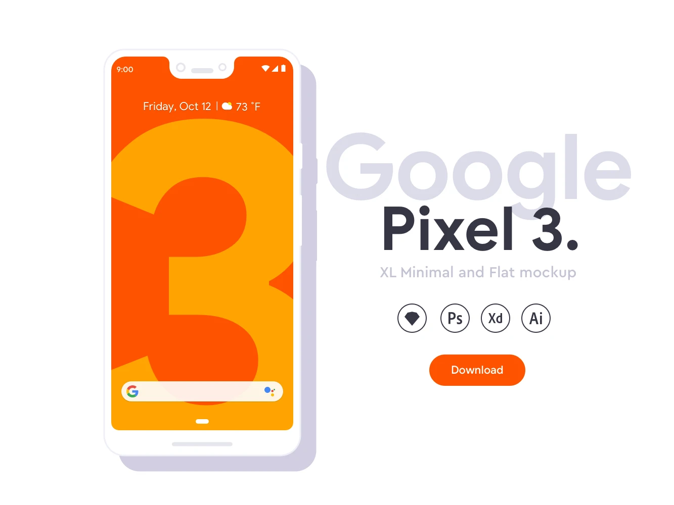 Google Pixel 3 XL Flat Mockups