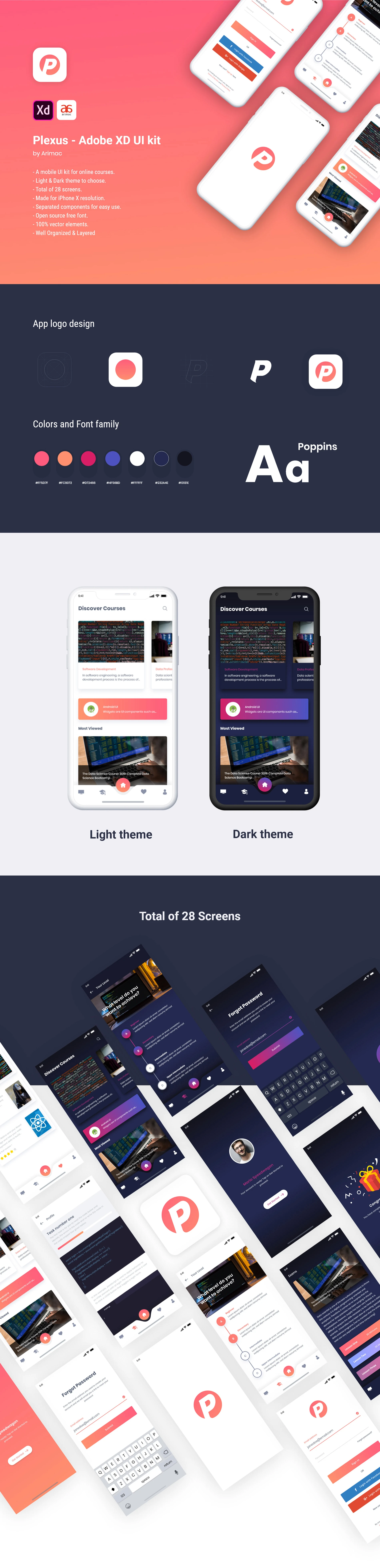 Plexus - Free Adobe XD UI Kit Freebie Preview - Page 1