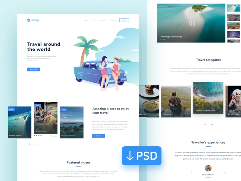 Rhea - Travel Landing Page freebie preview