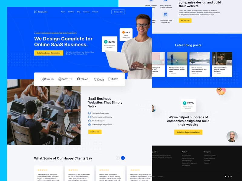 SaaS Business - Free Landing Page for Sketch freebie preview
