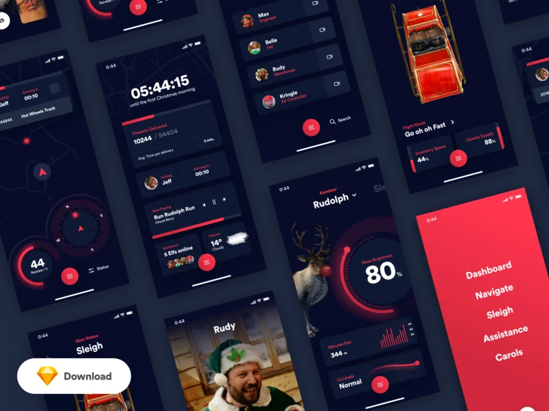 Santa's Little Helper Free UI Kit freebie preview