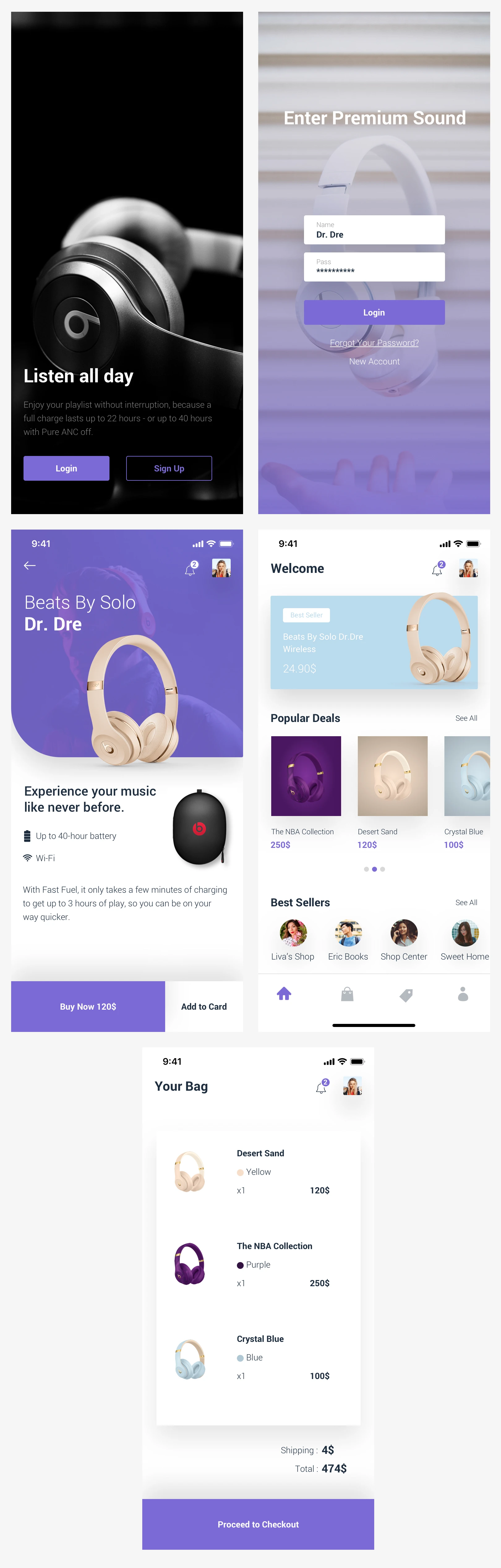 Shopping App Free UI Kit Freebie Preview - Page 1
