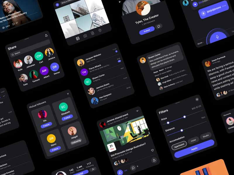 Social UI Kit for Figma freebie preview