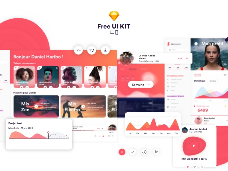SoundBuzz Music App Free UI Kit freebie preview