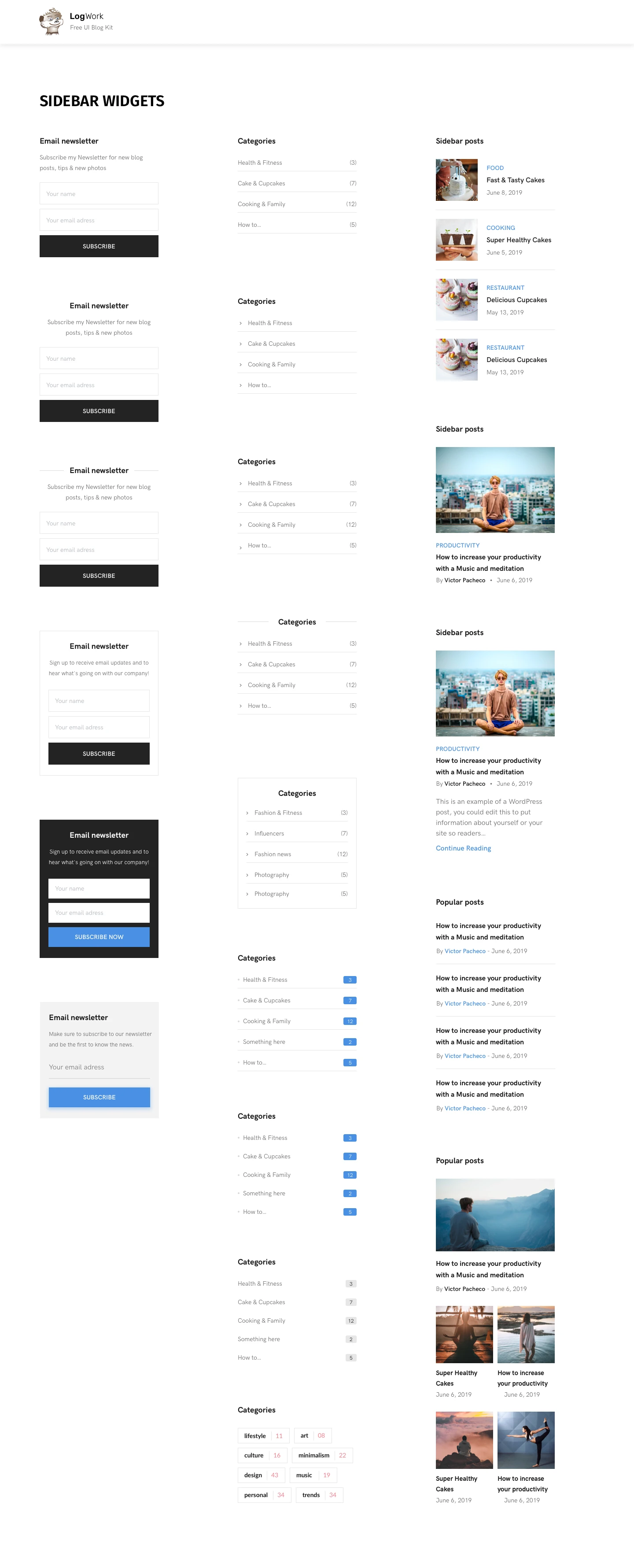 UI Blog Kit Template for Sketch Freebie Preview - Page 1