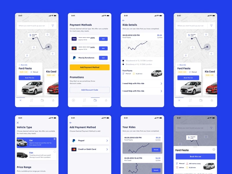 Vehirent UI Kit freebie preview