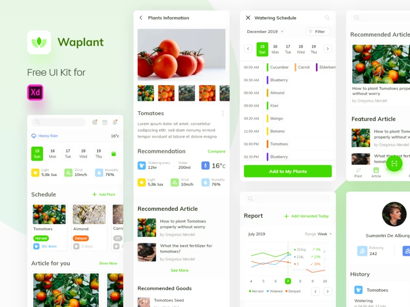 Waplant Plants - Free UI Kit for Adobe XD freebie preview