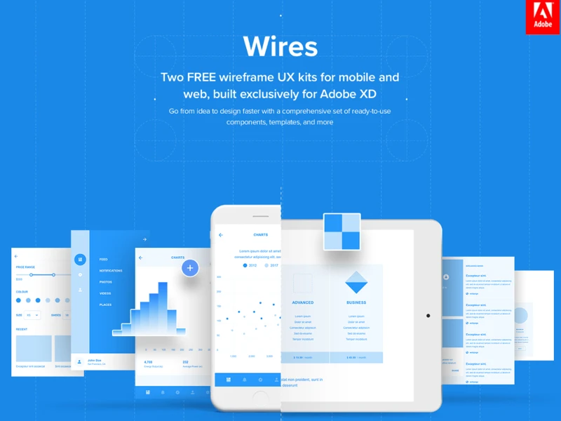 Wires - Free Wireframe Kits for Adobe XD freebie preview