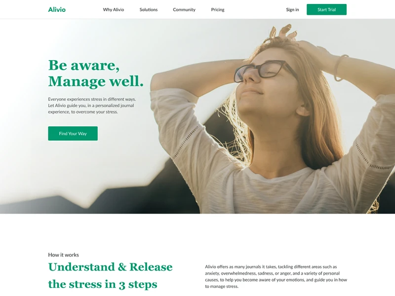 Alivio Landing Page for Figma freebie preview