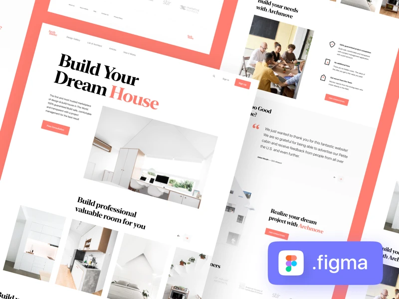 Architecture Landing Page for Figma freebie preview