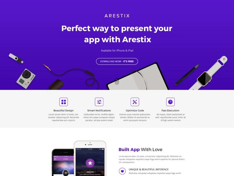 Arestix App Landing Page freebie preview