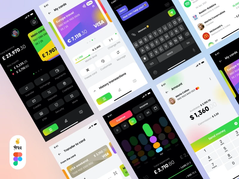 Banking App Free UI Kit for Figma freebie preview