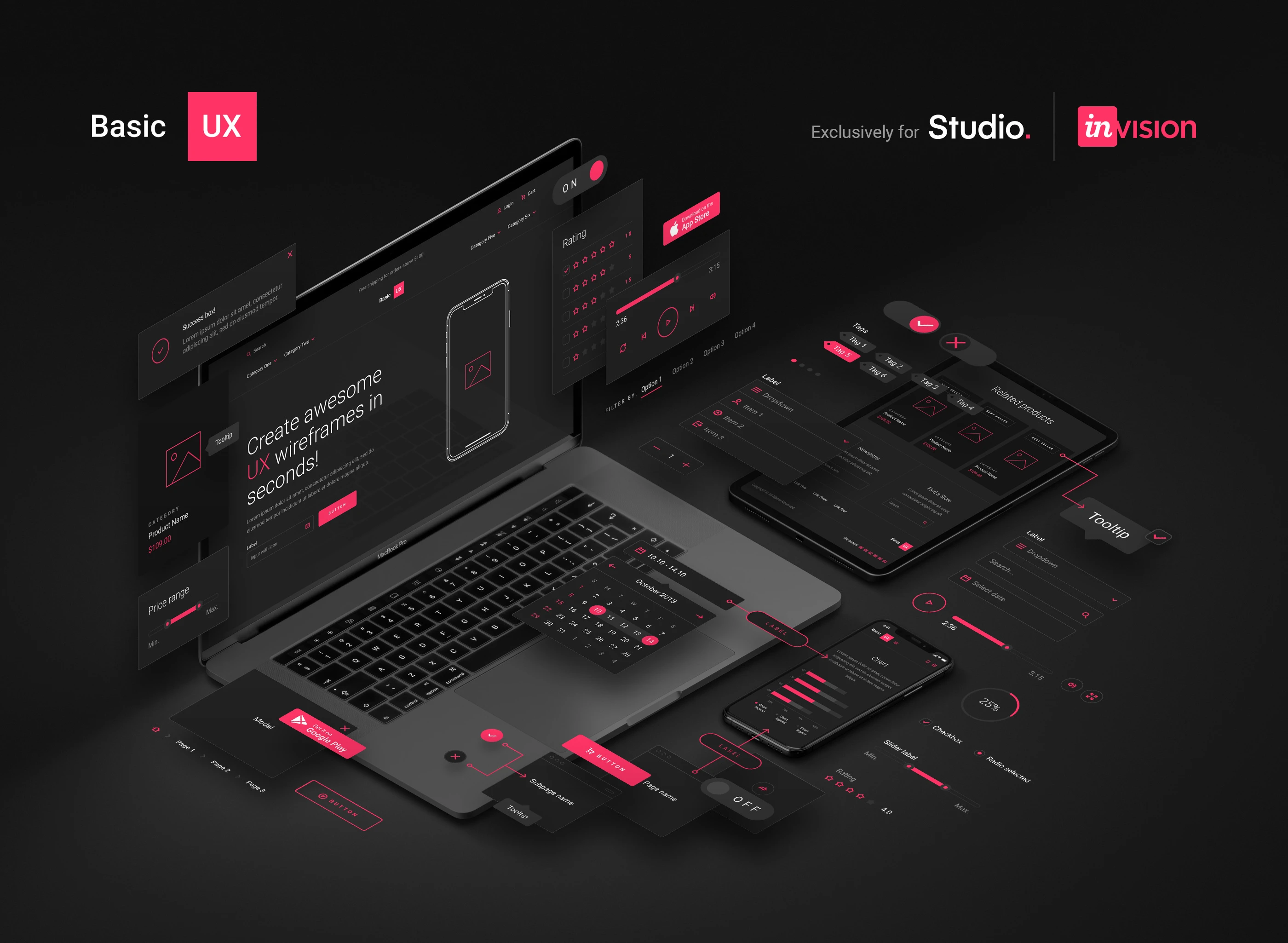 Basic UX for Invision Studio Freebie Preview - Page 1