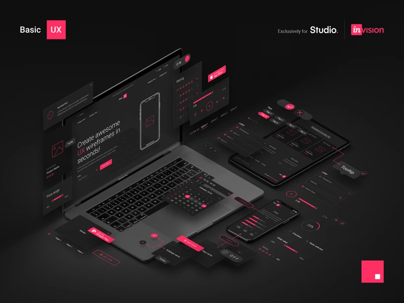 Basic UX for Invision Studio freebie preview