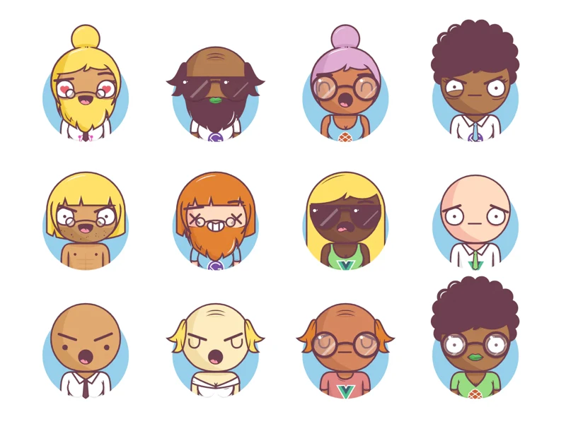 Big Heads Characters Free Illustrations freebie preview