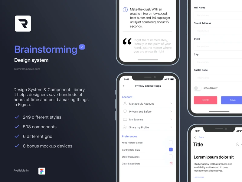 Brainstorming Design System for Figma freebie preview