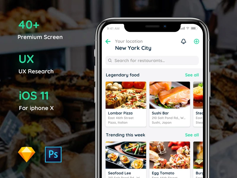 Capi Restaurant Free iOS UI Kit freebie preview