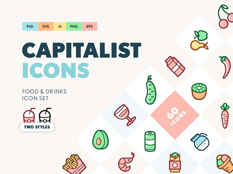 Capitalist Food and Drinks Icon Set freebie preview