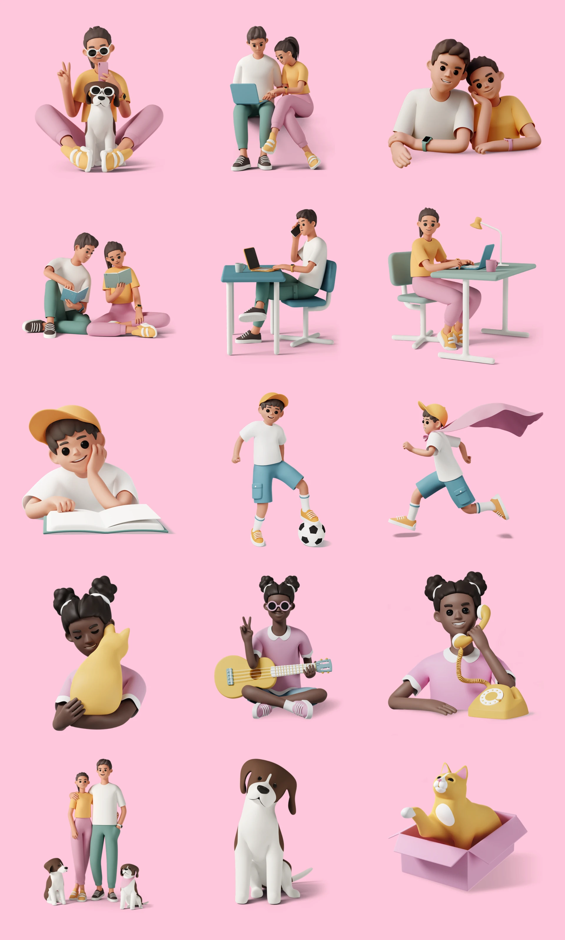 Casual Life 3D Free Illustrations for Figma