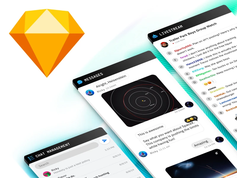 Chat Messaging UI Kit for Sketch freebie preview