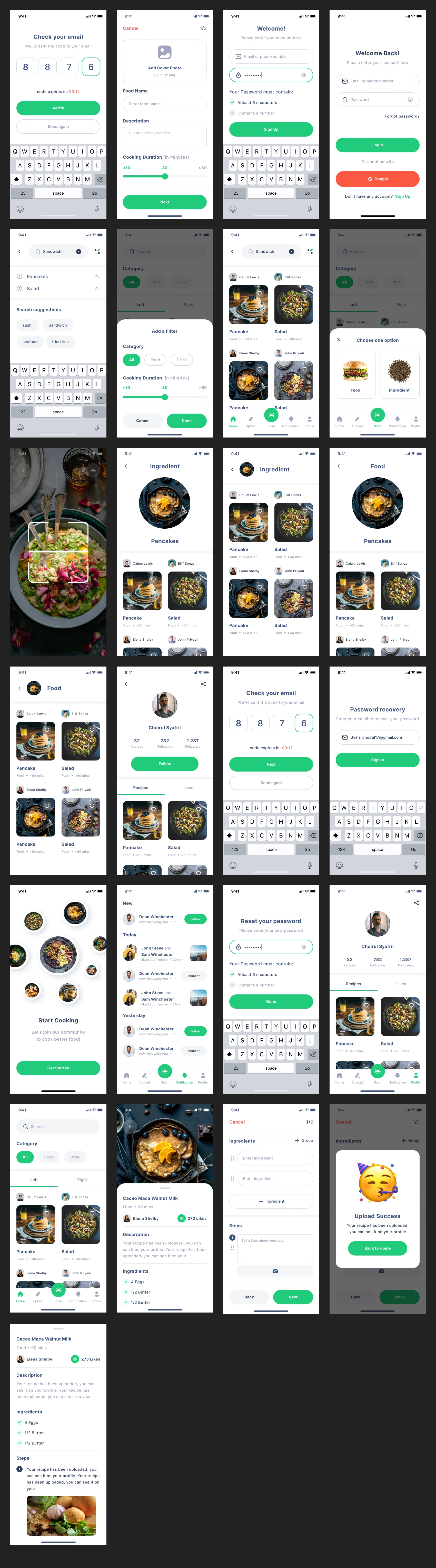 Chefio Recipe Free App UI Kit for Figma