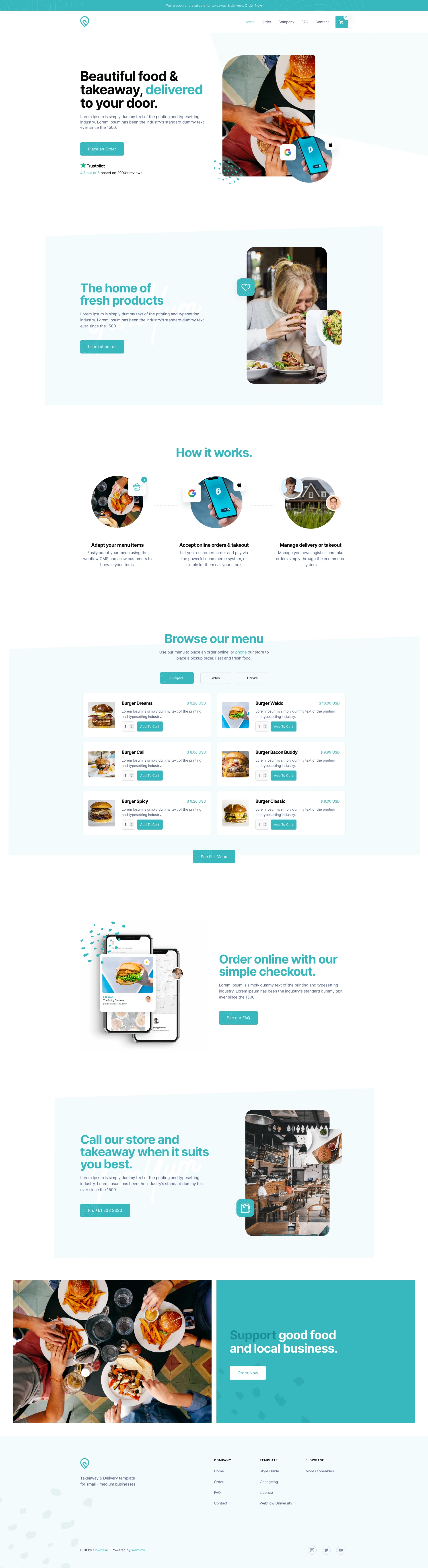 Chomp Restaurant - Free Webflow Template Freebie Preview - Page 1