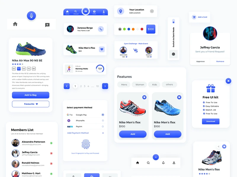 Components Free UI Kit for Adobe XD freebie preview