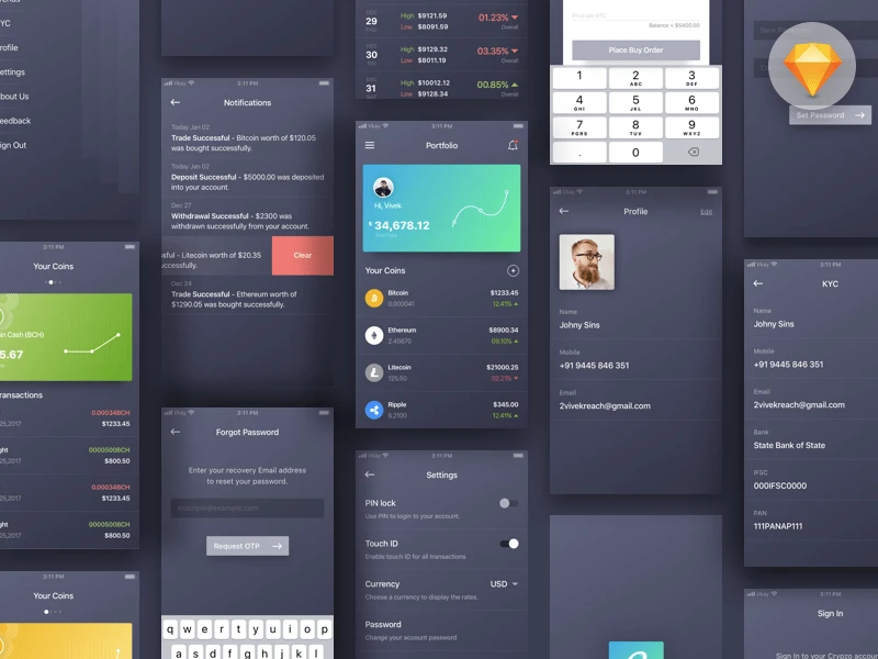 Crypto Wallet App Free UI Kit freebie preview