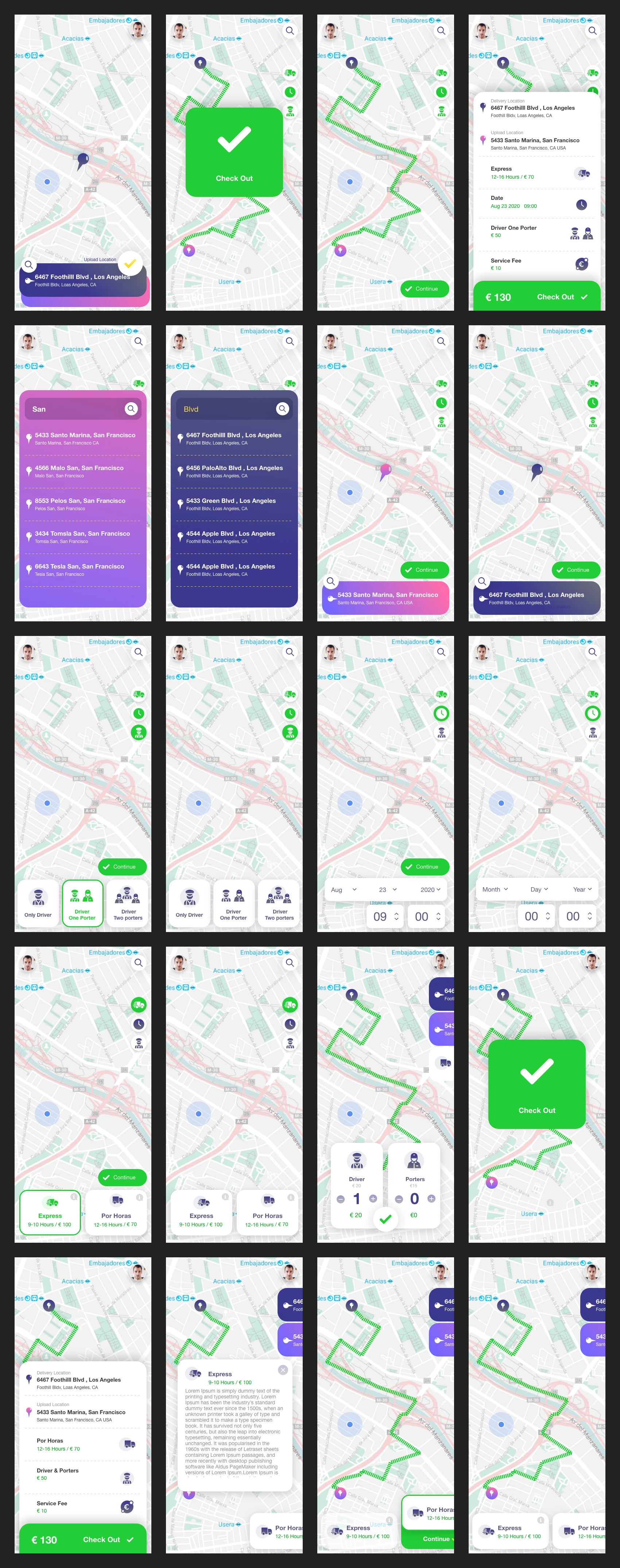Delivery Truck App Free UI Kit for Adobe XD